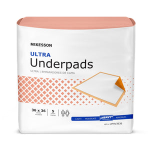  Underpad McKesson Ultra 36 X 36 Inch Disposable Fluff / Polymer Heavy Absorbency 