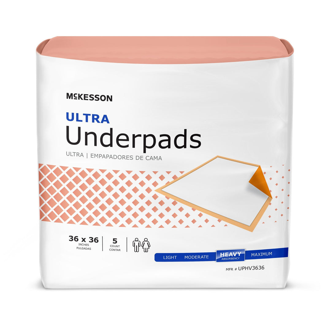  Underpad McKesson Ultra 36 X 36 Inch Disposable Fluff / Polymer Heavy Absorbency 