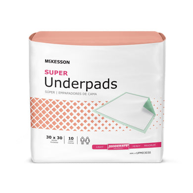  Underpad McKesson Super 30 X 30 Inch Disposable Fluff / Polymer Moderate Absorbency 