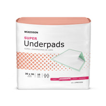 Load image into Gallery viewer,  Underpad McKesson Super 30 X 36 Inch Disposable Fluff / Polymer Moderate Absorbency 
