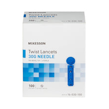 Load image into Gallery viewer, Lancet McKesson Twist Top Lancet Needle 1.8 mm Depth 30 Gauge Push Button Activated
