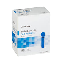 Load image into Gallery viewer, Lancet McKesson Twist Top Lancet Needle 1.8 mm Depth 30 Gauge Push Button Activated
