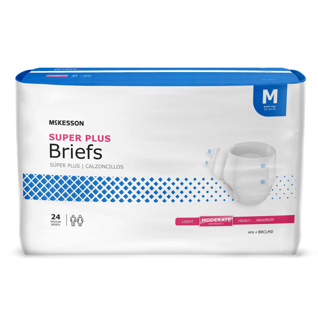  Unisex Adult Incontinence Brief McKesson Super Plus Medium Disposable Moderate Absorbency 