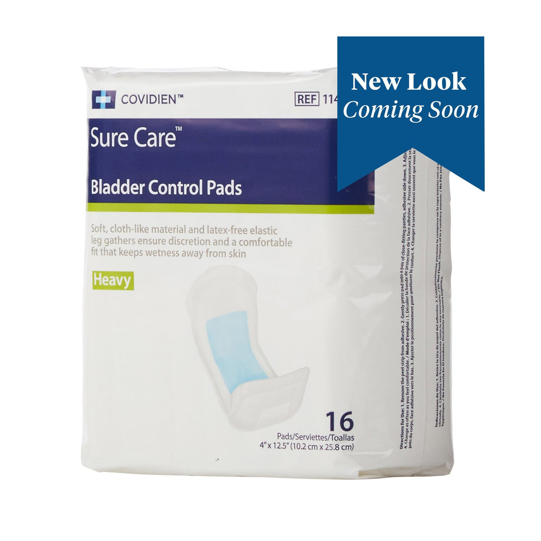  Bladder Control Pad Sure Care™ 4 X 12-1/2 Inch Heavy Absorbency Polymer Core One Size Fits Most Adult Unisex Disposable 