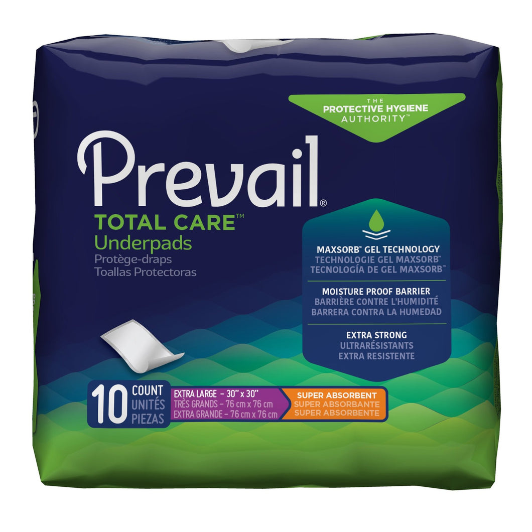  Underpad Prevail® Total Care™ 30 X 30 Inch Disposable Polymer Heavy Absorbency 