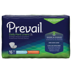  Bladder Control Pad Prevail® Daily Pant Liners 28 Inch Length Heavy Absorbency Polymer Core One Size Fits Most Adult Unisex Disposable 