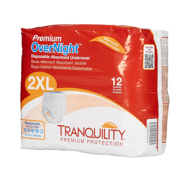  Unisex Adult Absorbent Underwear Tranquility® Premium OverNight™ Pull On with Tear Away Seams 2X-Large Disposable Heavy Absorbency 