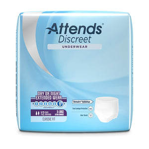  Unisex Adult Absorbent Underwear Attends® Discreet Pull On with Tear Away Seams X-Large Disposable Heavy Absorbency 