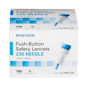 Lancet McKesson Fixed Depth Lancet Needle 1.8 mm Depth 23 Gauge Push Button Activated