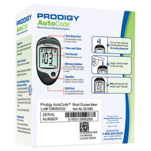 Blood Glucose Meter Prodigy® 7 Second Results Stores Up To 450 Results , 7 , 14 , and 30 Day Averaging No Coding Required