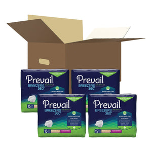  Unisex Adult Incontinence Brief Prevail® Breezers 360°™ Size 3 Disposable Heavy Absorbency 