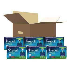  Unisex Adult Incontinence Brief Prevail® Per-Fit 360°™ Medium Disposable Heavy Absorbency 