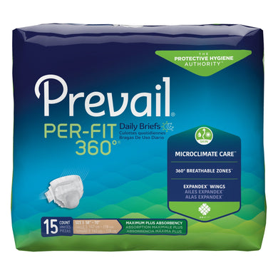  Unisex Adult Incontinence Brief Prevail® Per-Fit 360°™ X-Large Disposable Heavy Absorbency 