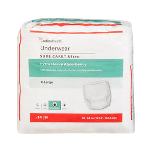  Unisex Adult Absorbent Underwear Sure Care™ Ultra Pull On with Tear Away Seams X-Large Disposable Heavy Absorbency 