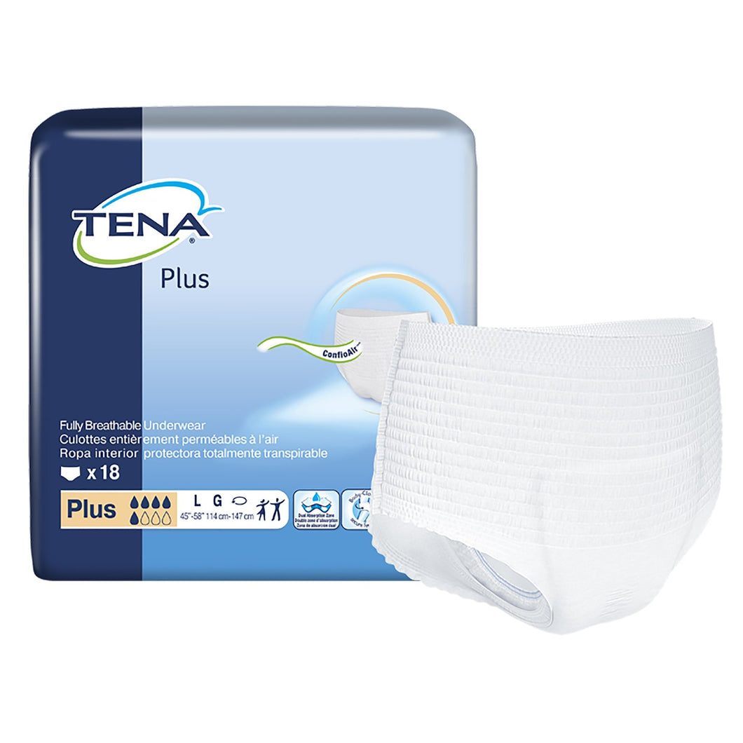  Unisex Adult Absorbent Underwear TENA® Plus Pull On with Tear Away Seams Large Disposable Moderate Absorbency 