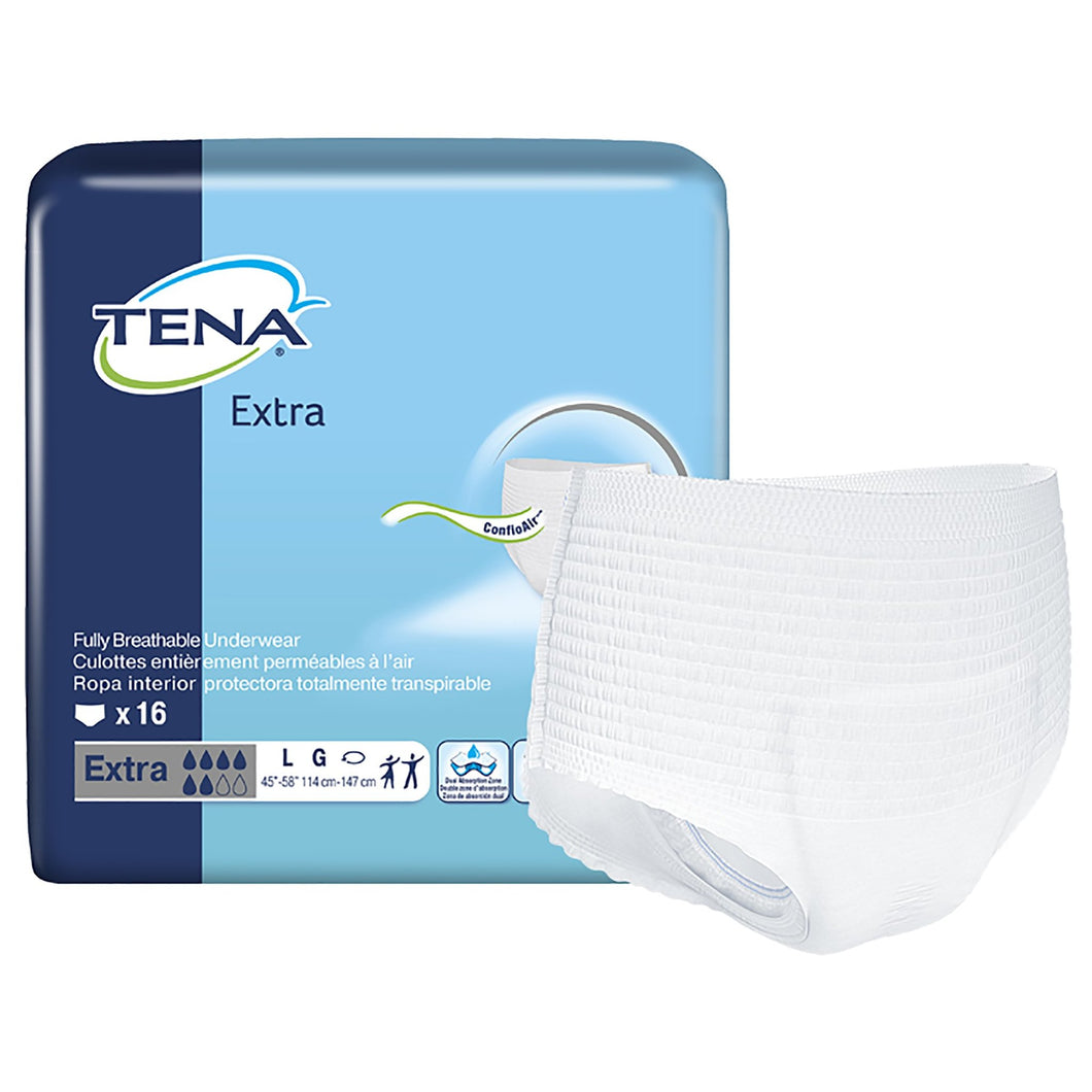  Unisex Adult Absorbent Underwear TENA® Extra Pull On with Tear Away Seams Large Disposable Moderate Absorbency 