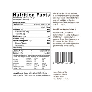 Tube Feeding Formula Real Food Blends™ 9.4 oz. Pouch Ready to Use Quinoa / Kale / Hemp Adult / Child
