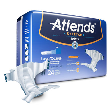  Unisex Adult Incontinence Brief Attends® Stretch Large / X-Large Disposable Moderate Absorbency 