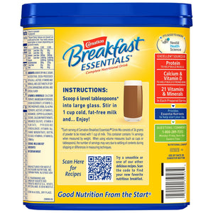 Oral Supplement Carnation® Breakfast Essentials® Rich Milk Chocolate Flavor Powder 17.7 oz. Canister