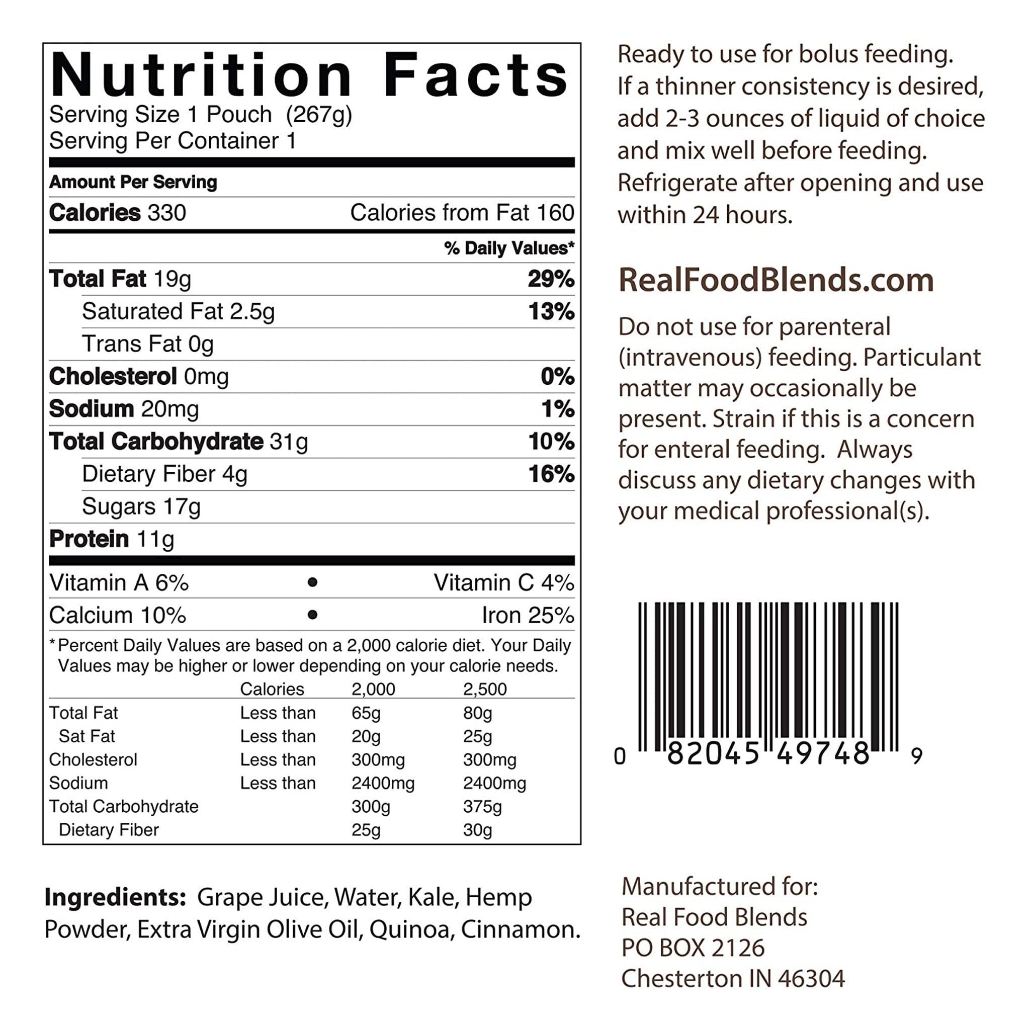 Real Food Blends Bolus Feeding Formula