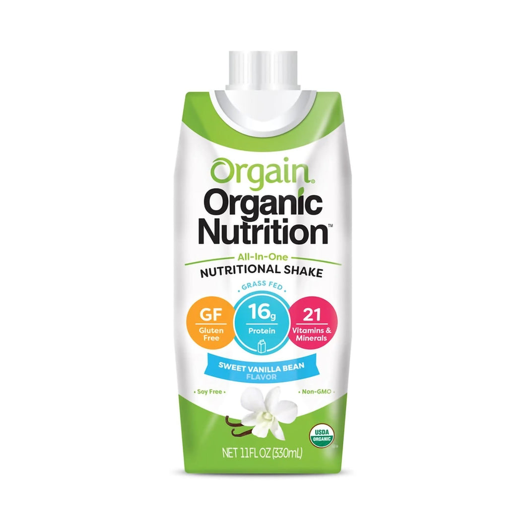  Oral Supplement Orgain® Organic Nutritional Shake Sweet Vanilla Bean Flavor Ready to Use 11 oz. Carton 