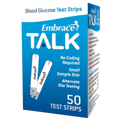 Blood Glucose Test Strips Embrace® 50 Strips per Box Talking For Embrace® Blood Glucose System