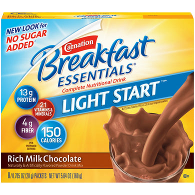  Oral Supplement Carnation® Breakfast Essentials® No Sugar Added Rich Milk Chocolate Flavor Powder 20 Gram Individual Packet 
