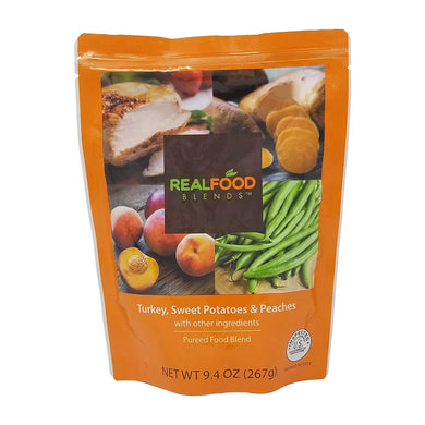  Tube Feeding Formula Real Food Blends™ 9.4 oz. Pouch Ready to Use Turkey / Sweet Potatoes / Peaches Adult / Child 