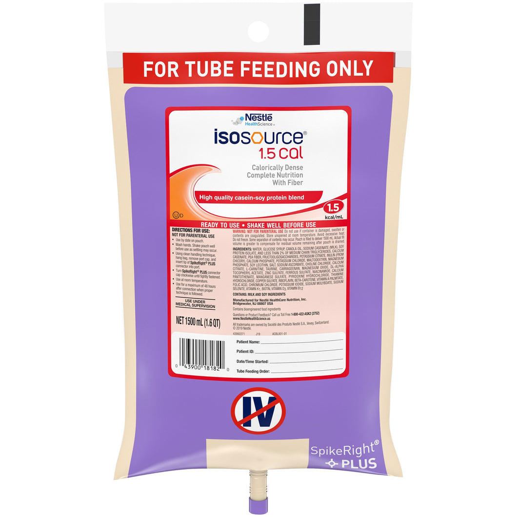  Tube Feeding Formula Isosource® 1.5 Cal 50.7 oz. Bag Ready to Hang Unflavored Adult 