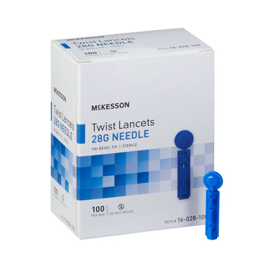 Lancet McKesson Twist Top Lancet Needle 1.8 mm Depth 28 Gauge Push Button Activated