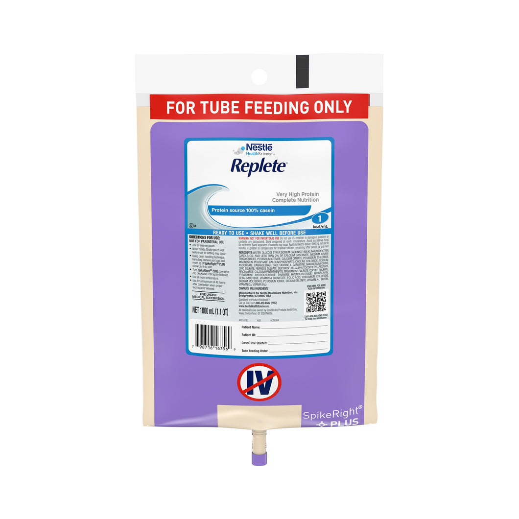  Tube Feeding Formula Replete® 33.8 oz. Bag Ready to Hang Unflavored Adult 