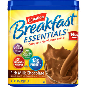  Oral Supplement Carnation® Breakfast Essentials® Rich Milk Chocolate Flavor Powder 17.7 oz. Canister 