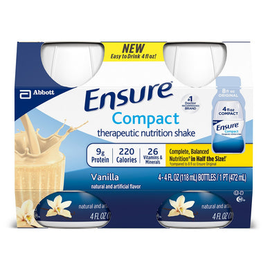  Oral Supplement Ensure® Compact Therapeutic Nutrition Shake Vanilla Flavor Ready to Use 4 oz. Bottle 