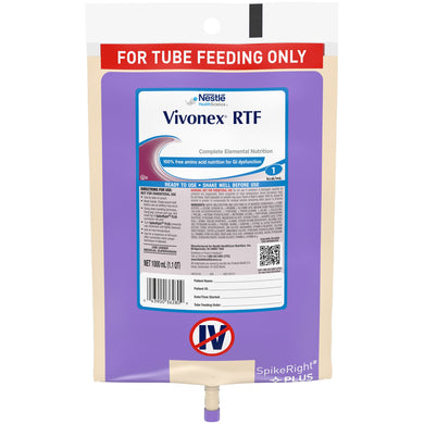  Tube Feeding Formula Vivonex® RTF 33.8 oz. Bag Ready to Hang Unflavored Adult 