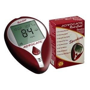 Blood Glucose Meter Advocate® Redi-Code 5 Second Results Stores Up To 400 Results , 7 , 14 and 30 Day Averaging No Coding Required