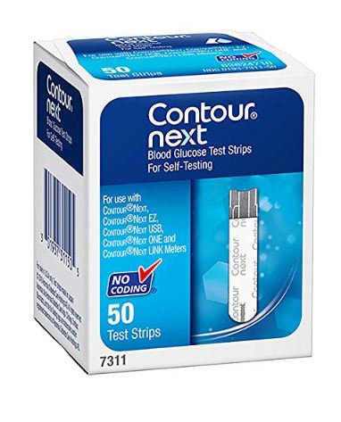 Blood Glucose Test Strips Contour Next 50 Strips per Box Tiny 0.6 Microliter blood sample For Bayer Contour® Blood Glucose Meter