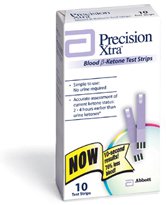 Blood Ketone Test Strips Precision Xtra® 10 Strips per Box 10 second test time and 1.5 microliters blood sample size For Ketone Precision Meters