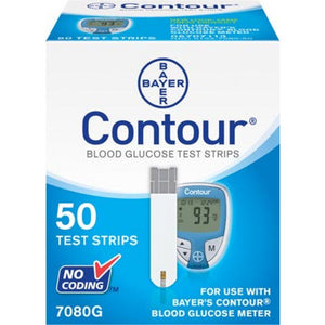 Blood Glucose Test Strips Contour® 50 Strips per Box Tiny 0.6 Microliter blood sample For 9545 Meter