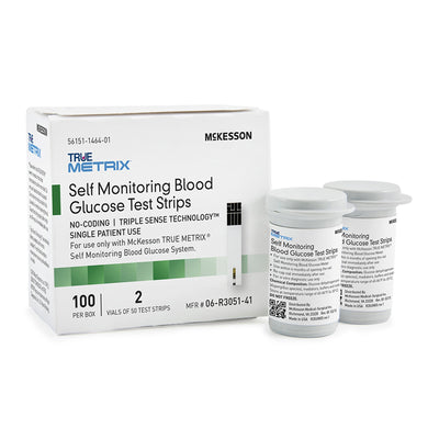 Blood Glucose Test Strips McKesson TRUE METRIX® 100 Strips per Box For McKesson TRUE METRIX® Self Monitoring Blood Glucose System