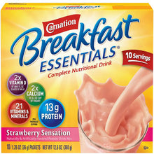 Load image into Gallery viewer,  Oral Supplement Carnation® Breakfast Essentials® Strawberry Sensation Flavor Powder 36 Gram Individual Packet 
