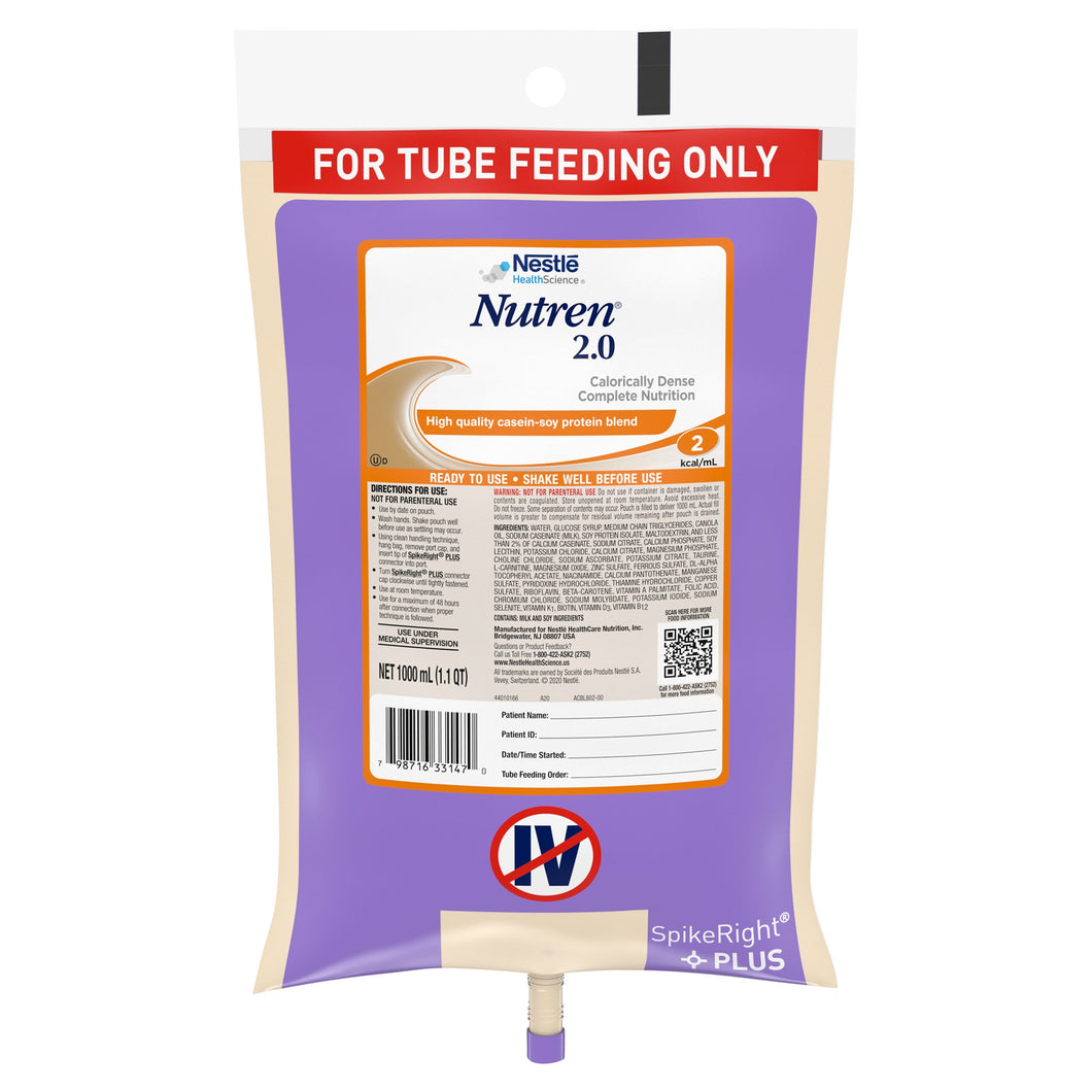  Tube Feeding Formula Nutren® 2.0 33.8 oz. Bag Ready to Hang Unflavored Adult 