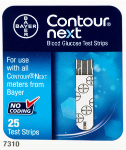 Blood Glucose Test Strips Contour® 25 Strips per Box Tiny 0.6 Microliter blood sample For Contour® Next One Meter