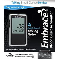 Blood Glucose Meter Kit Embrace® 6 Second Results Stores Up To 300 Results with Date and Time No Coding Required