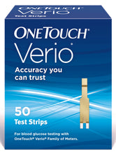 Load image into Gallery viewer, Blood Glucose Test Strips OneTouch® Verio® 50 Strips per Box Our smallest sample size ever at 0.4 Microliter and fast results in just 5 seconds For OneTouch® Verio® Meter
