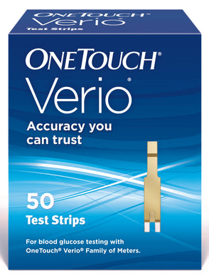 Blood Glucose Test Strips OneTouch® Verio® 50 Strips per Box Our smallest sample size ever at 0.4 Microliter and fast results in just 5 seconds For OneTouch® Verio® Meter