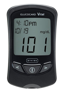 Blood Glucose Meter Kit Glucocard® Vital™ 7 Second Results Stores Up To 250 Results , 14 and 30 Day Averaging Auto Coding